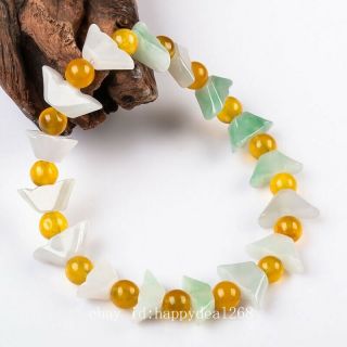 100 pure natural A jadeite hand - carved sycee statue bead jade bracelet /Pa01D 2