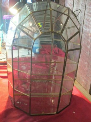 Vintage Brass Glass Table Top /wall Curio Cabinet Display Shelf Case Mirror Back