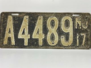 Barn Find Vintage Wwi Antique Automobile 1917 Jersey License Plate 17 Nj.