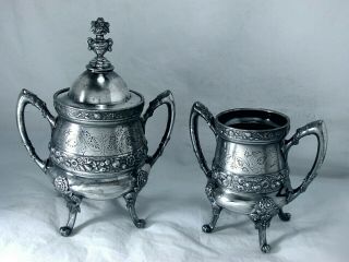 1876 Aesthetic Assyrian Revival Reed & Barton Tea Caddy Sugar Urn Spooner Bowl