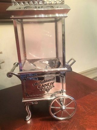 A Rare Godinger Silver Art Co Old Fashioned Candy Dispenser Popcorn Cart