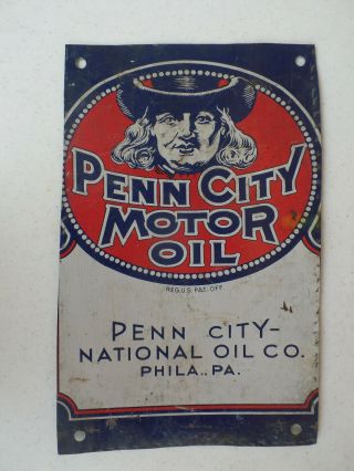 Tin Sign Penn City Motor Oil Usa Antique