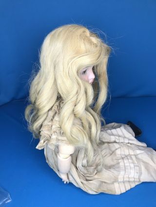 Antique Doll Parts Large Blonde Long Human Hair Wig Curly Locks