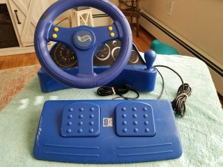 Rare Hot Wheels Computer Racing Wheel And Gas Pedal Blue