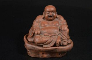 U9886: Chinese Brown Pottery Hotei - Shaped Incense Burner Tea Ceremony,