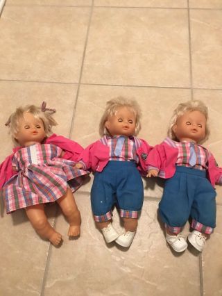 Famosa Made In Spain Blonde Hair Baby Doll Triplets Girl Boys Vintage