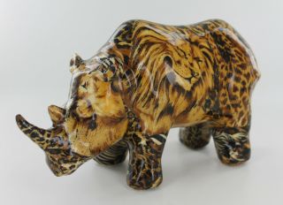 La Vie Rhinoceros Rhino Figurine - African Safari Animal Print Body - Rare