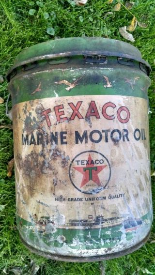 Vintage Texaco Marine Motor Oil 5 Gallon Can Gasoline Rare