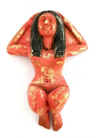 Very Rare Egyptian Antiques Queen Sculpture ISIS Hathor Figurine Faience Amulet 2
