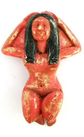 Very Rare Egyptian Antiques Queen Sculpture ISIS Hathor Figurine Faience Amulet 3