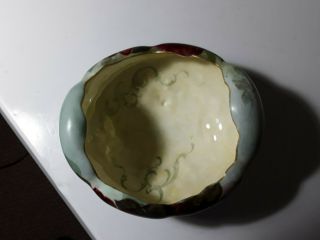 Vintage Hand Painted Floral Footed Porcelain Bowl - - Marked 3
