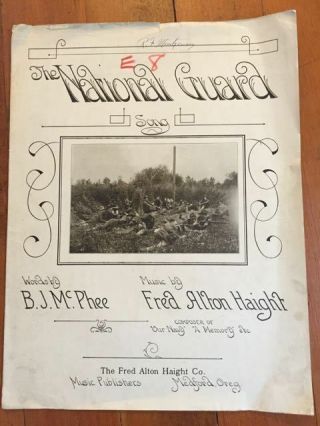 Ww1 Rare Self Publish Sheet Music The National Guard Medford Oregon 1916
