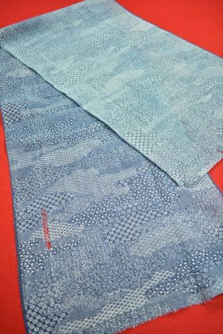 Vintage Japanese Fabric Silk Antique Boro Patch Indigo Blue 63.  4 " /cv29/60