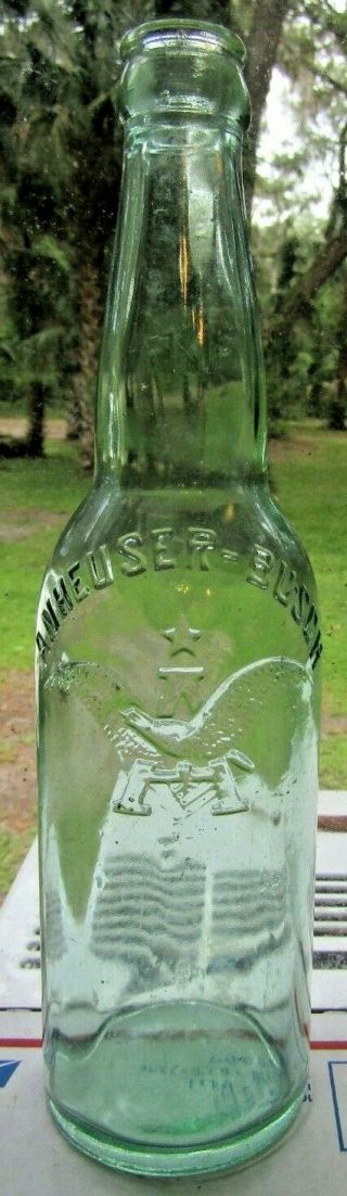 Antique Anheuser Busch Green Beer Bottle 23 9 1/2 In.  Tall Very