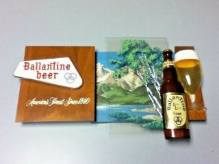 Ballantine Beer Sign Vintage Wall Tacker 3 - D Bottle Glass Wood Tree Rare Old Am4