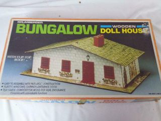 Rare Vintage Brumberger Wooden Bungalow Doll W/ Box & Some Furniture -
