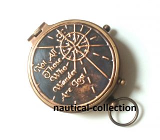 " Not All Those Who Wander Are Lost " Antique Brass Compass Christmas Gift