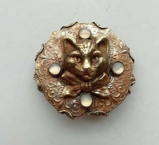 Antique Brass Buttons Of France The Head Of A Cat And Stones