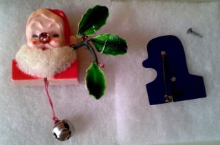 Rare Vintage Santa Claus With Light Up Nose Pin.  Does Not Light Up