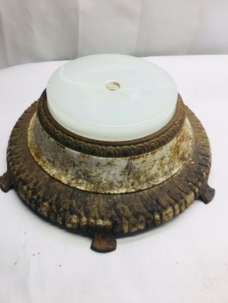 Vintage/antique Floor Lamp Cast Iron Base & White Agate Insert Restoration Part
