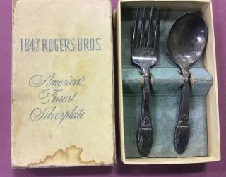 Vintage 1847 Rogers Bros Silverplate Baby Fork & Spoon