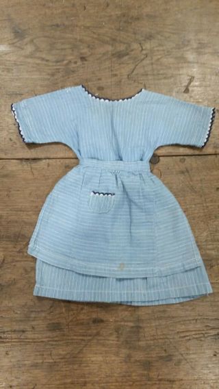 Old Antique Blue & White Homespun Rag Doll Dress.  Aafa.