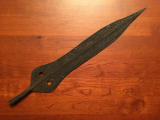 Vintage Antique African Spear Head Made Of Iron 24 " Long Tribal Artifact Weapon