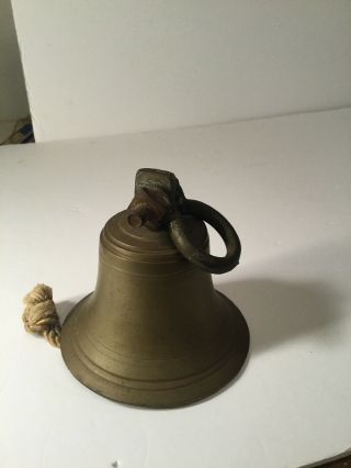 Vintage Solid Brass Nautical Bell For Boat Or A Dinner Bell With Brass Hanger