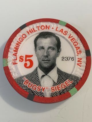Flamingo Hilton Bugsy Siegel $5 Rare Ltd Numbered 2376 Casino Chip Las Vegas Nv