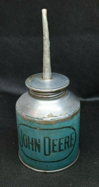 L5034 - Vintage Rare John Deere Tractor Blue Oiler Oil Can