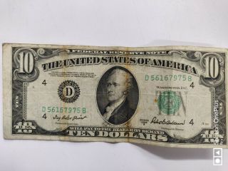 Very Rare1950 B $10 Dollar Bill Note Offset Cutting Error Federal Reserve Note