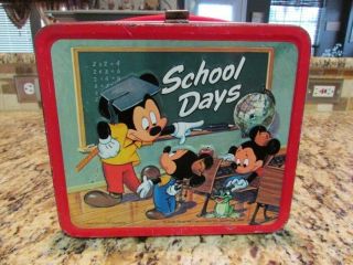 Vintage Very Rare 1984 Aladdin Mickey Mouse School Days Metal Lunchbox