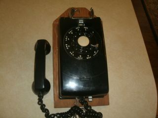 Vintage Antique Western Electric Bell System Rotary Wall Phone On Oak