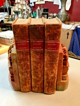 The History Of A Modern Europe,  1800,  Philadelphia - 3 Leather Volumes - Antique