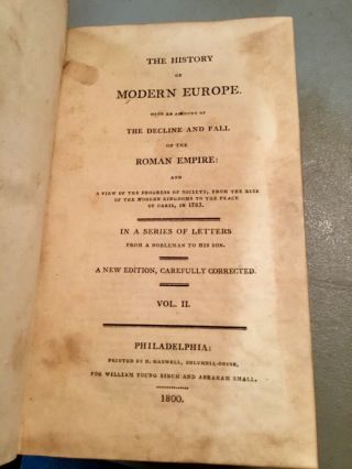 The History of a Modern Europe,  1800,  Philadelphia - 3 Leather Volumes - ANTIQUE 2