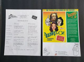 1990 Wizard Of Oz Trading Card Dealer Sheets Item Rare?