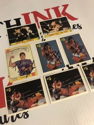 Vintage Wwf Tito Santana & Dangerous Danny Davis Trading Cards Hand Signed Rare