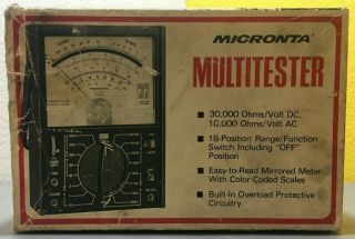 Vintage Micronta Multitester 30,  000 Ohms/volt Dc 22 - 203b -,