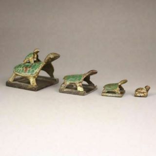 China Cloisonne Bronze Enamel Dragon Turtle Tortoise Combination Seal Stamp