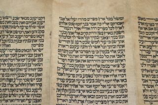 TORAH SCROLL BIBLE JEWISH FRAGMENT 200 YRS OLD FROM IRAQ Genesis 44:18 - 46:32 3