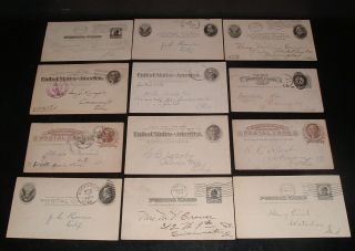 Lqqk 12 Antique 1800s/1900s U.  S.  Letter Postal Cards,  Me. ,  Mass. ,  Oh. ,  Ill.