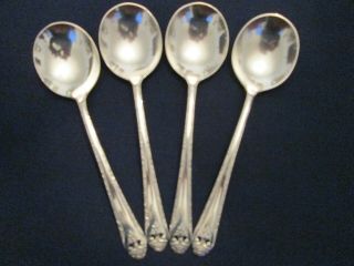 Set 4 Gumbo Soup Spoons Vintage Holmes & Edwards Int 