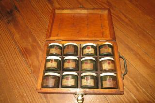 Antique Phillips 66 Salesman Samples Wood Box 12 Jars Philube Grease Vintage