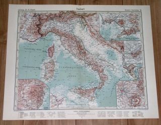 1932 Vintage Map Of Italy Italian Istria Trieste Rome Naples Sicily