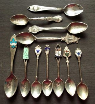 10 Different Vintage Sterling Silver Tea Spoons,  Usa,  Canada & Others R48