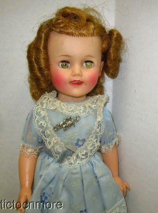 Vintage Ideal Shirley Temple Doll Pin Tagged Blue Floral Dress W/shoes St - 15n