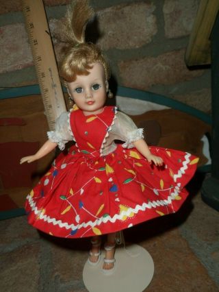 Vintage Ideal Tagged Doll Red Dress For 1950 