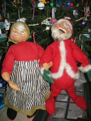 Set Mr And Mrs Santa Clause 30 " Annalee Dolls Vintage 1965