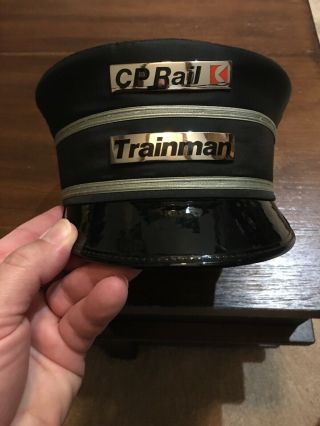 Rare Vintage Cp Rail Railroad Trainman Hat With Badge William Scully