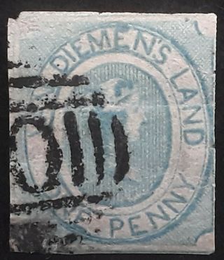 Rare 1853 - Tasmania Australia 2d Blue Imperf Courier Stamp